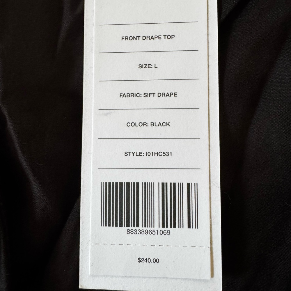Helmut Lang Black Drape Front Top Size Large NWT $240 - Picture 8 of 9